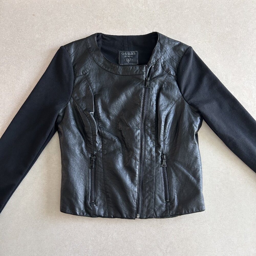 Guess Mixed Media Faux Leather Jacket ASO Katherine Pierce - Picture 5 of 11